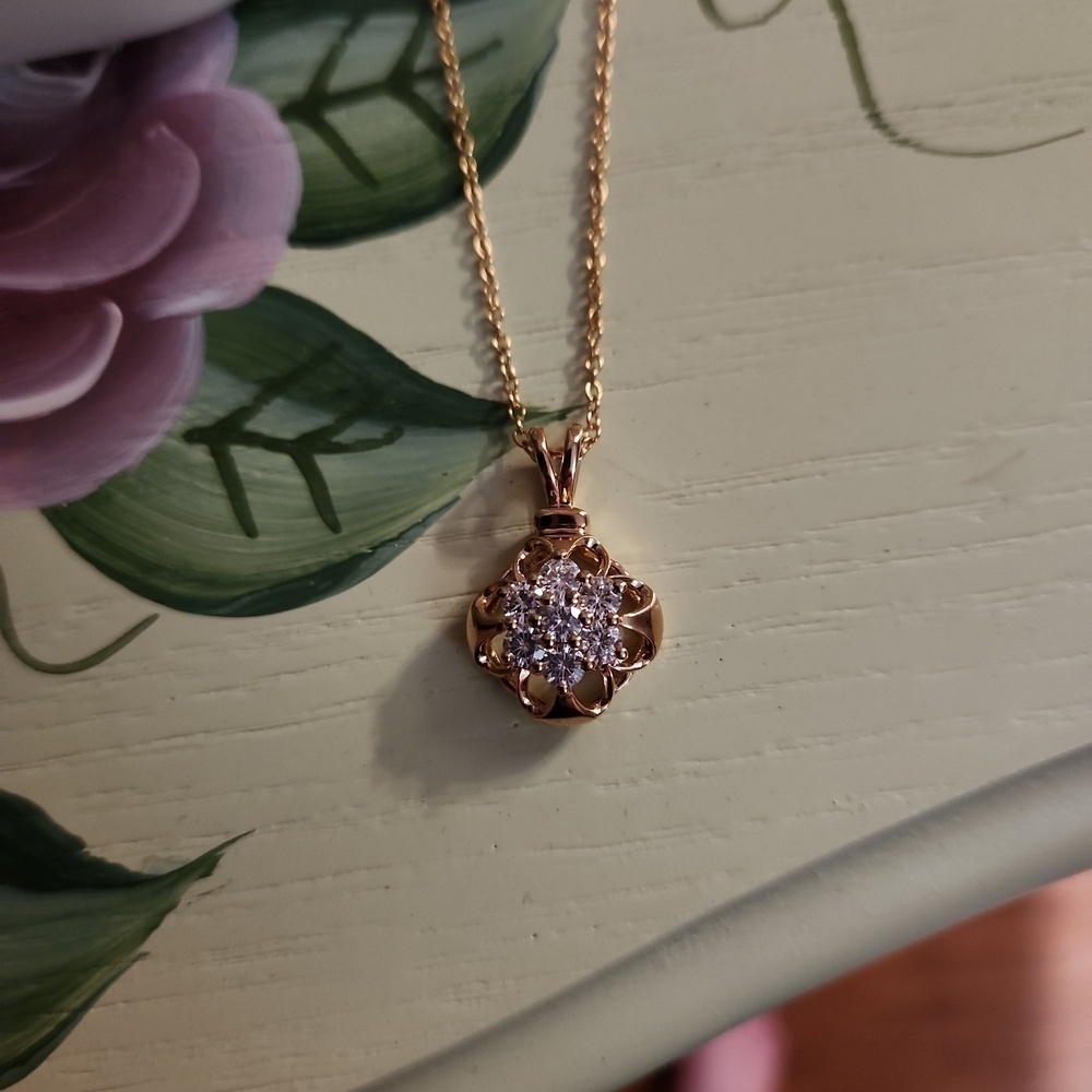 JTV Moissanite Fire 14K Yellow Gold Sterling Silver Pendant